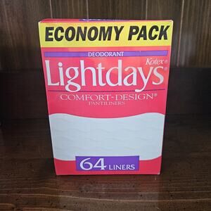 VTG 1983 Kotex Lightdays Comfort Pantiliner Deodorant Economy Pack PROP 64ct